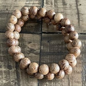 2pc 8mm Wenghe Wood Stretch Bead Bracelet